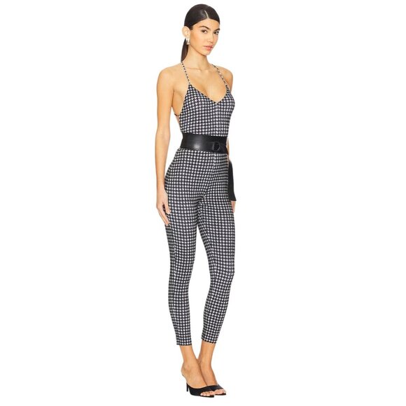 Norma Kamali Low Back Fara Slip Catsuit in Medium Houndstooth Medium New Womens - Picture 4 of 15